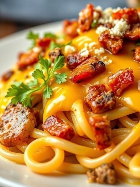Loaded Bacon Cheeseburger Alfredo Pasta