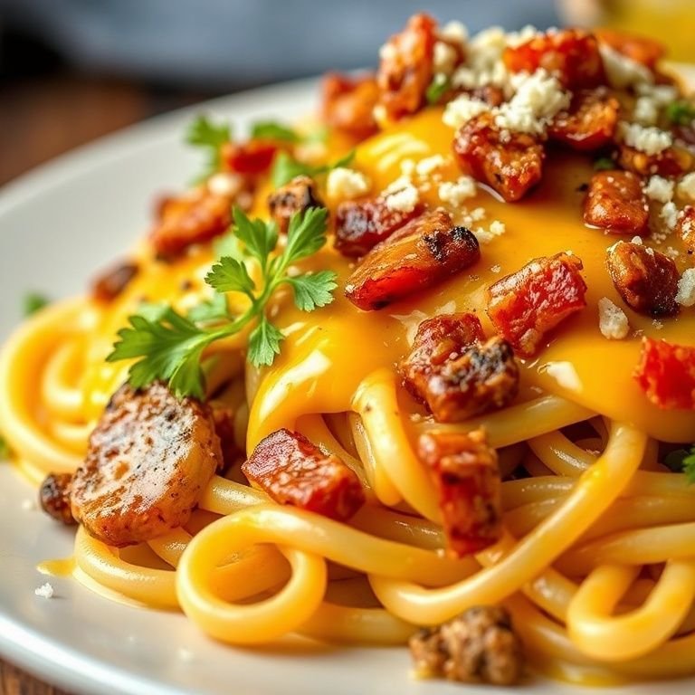 Loaded Bacon Cheeseburger Alfredo Pasta